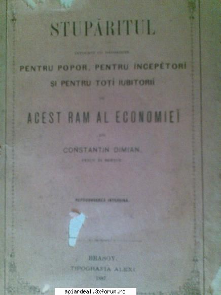 jurnal apicol ieri intrat posesia cartii din anul 1887 scrisa constantin damian. limba romana