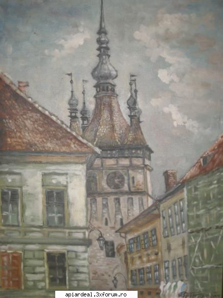 orban stefan avea loc tablou turnul ceas sighisoara pictat pictor din vilcea