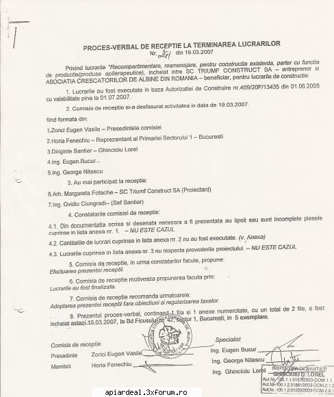 Alegeri ACA - Procesul verbal de receptie la terminarea - ASOCIATII
