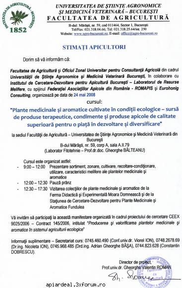Invitatie la curs cu tema:"Plante melifere" - Am primit un mesaj de la revista lumea apicola - INTALNIRI