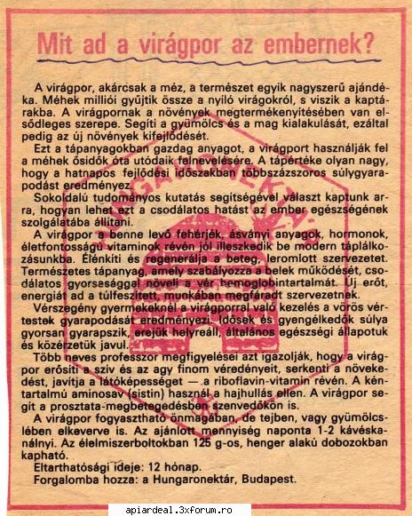 Tema de casa. Despre polen. - Poate merita sa fie tradus, ce am gasit intr-o - PRODUSELE STUPULUI