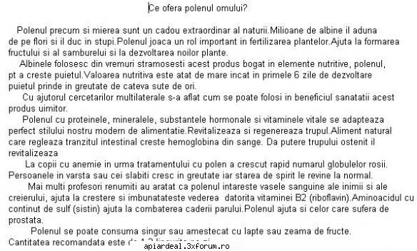 Tema de casa. Despre polen. - tradus... click pe imagine sa se vada mai bine - PRODUSELE STUPULUI