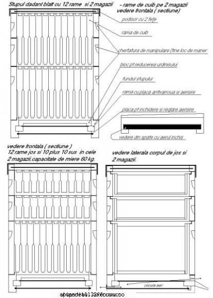 schite STUP VERTICAL 12 R + CAT 1/2 - Iti prezint o mica schita de dadant cu 12 rame si - SCHITE STUPI
